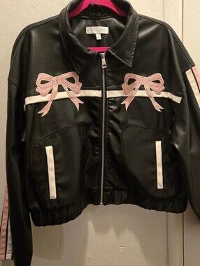 Project Rebel Pink Bow Moto Bomber Jacket